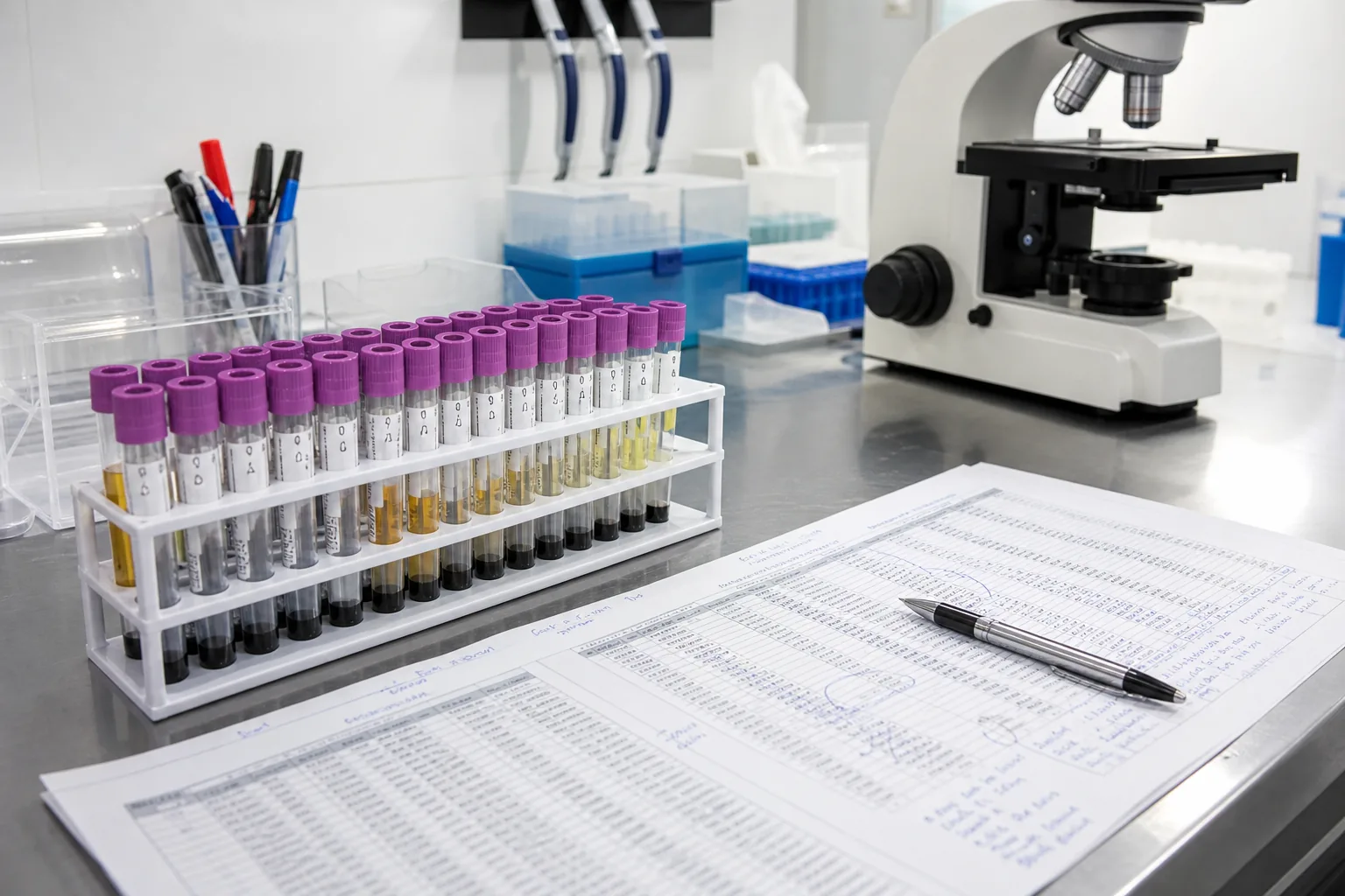 Clinical lab workbench showing the precision mindset behind reliable AI implementation